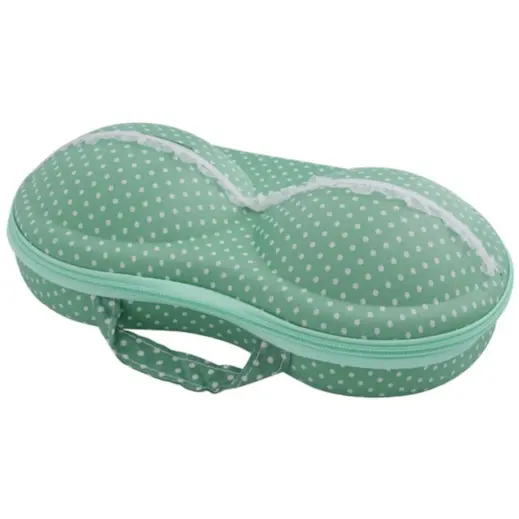 Bra Travel Case Green-White Closed